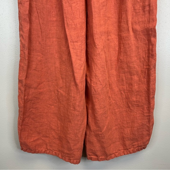 Tahari Women's Terracotta Wide Leg Cropped 100% Linen Pants XL Beach Vacation - Picture 12 of 12